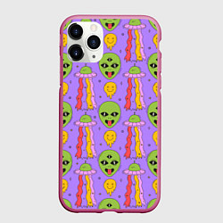 Чехол iPhone 11 Pro матовый Психоделическое нло, цвет: 3D-малиновый
