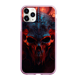 Чехол iPhone 11 Pro матовый Demon skull with horns, цвет: 3D-розовый