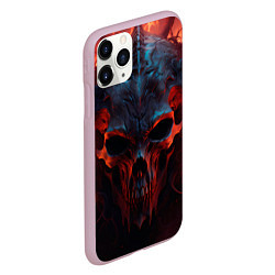 Чехол iPhone 11 Pro матовый Demon skull with horns, цвет: 3D-розовый — фото 2