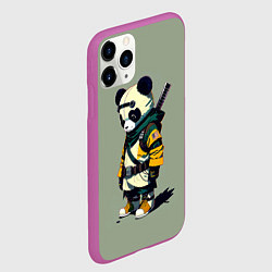 Чехол iPhone 11 Pro матовый Пандёныш кибер самурай - нейросеть, цвет: 3D-фиолетовый — фото 2