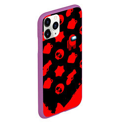 Чехол iPhone 11 Pro матовый Among us x brawl stars steel, цвет: 3D-фиолетовый — фото 2