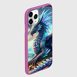 Чехол iPhone 11 Pro матовый Крылатый сказочный дракон - нейросеть, цвет: 3D-фиолетовый — фото 2