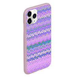 Чехол iPhone 11 Pro матовый Светлый сиреневый узор полосами, цвет: 3D-розовый — фото 2