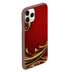 Чехол iPhone 11 Pro матовый Классический золотой узор на красном бархате, цвет: 3D-коричневый — фото 2