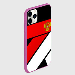 Чехол iPhone 11 Pro матовый Россия герб спорт текстура, цвет: 3D-фиолетовый — фото 2
