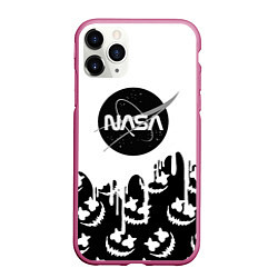 Чехол iPhone 11 Pro матовый Marshmello x Nasa, цвет: 3D-малиновый