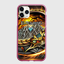 Чехол iPhone 11 Pro матовый Elden Ring лого и волшебное золотое кольцо, цвет: 3D-малиновый