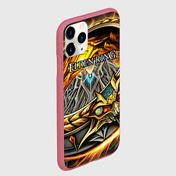 Чехол iPhone 11 Pro матовый Elden Ring лого и волшебное золотое кольцо, цвет: 3D-малиновый — фото 2