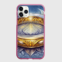 Чехол iPhone 11 Pro матовый Elden Ring лого и волшебное золотое кольцо, цвет: 3D-малиновый