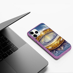 Чехол iPhone 11 Pro матовый Elden Ring лого и волшебное золотое кольцо, цвет: 3D-фиолетовый — фото 2