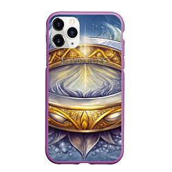 Чехол iPhone 11 Pro матовый Elden Ring лого и волшебное золотое кольцо, цвет: 3D-фиолетовый