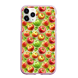Чехол iPhone 11 Pro матовый Натуральные яблоки паттерн, цвет: 3D-розовый