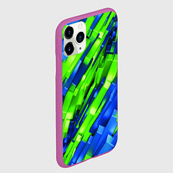 Чехол iPhone 11 Pro матовый Сине-зеленые наклонные блоки, цвет: 3D-фиолетовый — фото 2