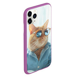 Чехол iPhone 11 Pro матовый Альфа кот, цвет: 3D-фиолетовый — фото 2