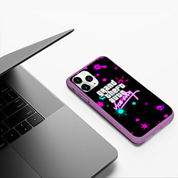 Чехол iPhone 11 Pro матовый GTA winter neon, цвет: 3D-фиолетовый — фото 2