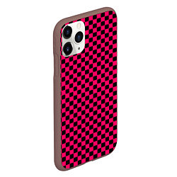 Чехол iPhone 11 Pro матовый Паттерн розовый клетка, цвет: 3D-коричневый — фото 2