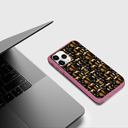 Чехол iPhone 11 Pro матовый Древний Египет - паттерн, цвет: 3D-малиновый — фото 2