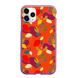 Чехол iPhone 11 Pro матовый Яркие ягодки-листочки, цвет: 3D-фиолетовый