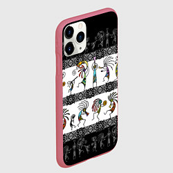 Чехол iPhone 11 Pro матовый Кокопелли - боги индейцев хайда, цвет: 3D-малиновый — фото 2