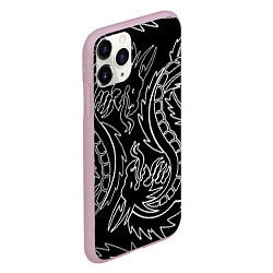 Чехол iPhone 11 Pro матовый Драконы татуировки самураи, цвет: 3D-розовый — фото 2