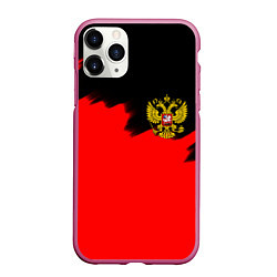 Чехол iPhone 11 Pro матовый Россия красные краски, цвет: 3D-малиновый