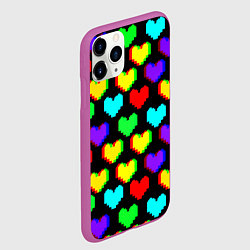 Чехол iPhone 11 Pro матовый Сердечки глитч паттерн, цвет: 3D-фиолетовый — фото 2