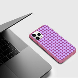Чехол iPhone 11 Pro матовый Сиреневый паттерн в горошек, цвет: 3D-малиновый — фото 2