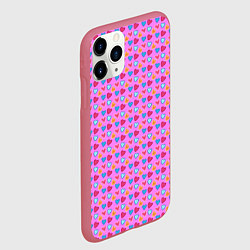 Чехол iPhone 11 Pro матовый Розовый паттерн с разноцветными сердечками, цвет: 3D-малиновый — фото 2