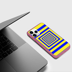 Чехол iPhone 11 Pro матовый Квадраты уходящие в даль, цвет: 3D-малиновый — фото 2