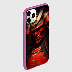 Чехол iPhone 11 Pro матовый Демон самурай Они - красный, цвет: 3D-фиолетовый — фото 2