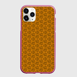 Чехол iPhone 11 Pro матовый Паттерн из кругов контурных, цвет: 3D-малиновый