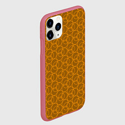 Чехол iPhone 11 Pro матовый Паттерн из кругов контурных, цвет: 3D-малиновый — фото 2