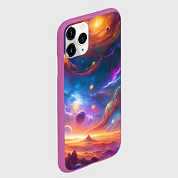 Чехол iPhone 11 Pro матовый Космический пейзаж яркий с галактиками, цвет: 3D-фиолетовый — фото 2
