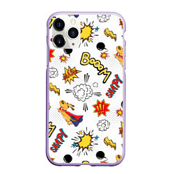 Чехол iPhone 11 Pro матовый Комикс изображение с собакой pop art, цвет: 3D-светло-сиреневый