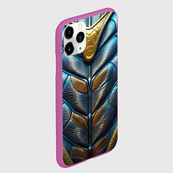Чехол iPhone 11 Pro матовый Объемная синяя текстурная кожа, цвет: 3D-фиолетовый — фото 2