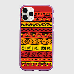Чехол iPhone 11 Pro матовый Африканские этнический орнамент, цвет: 3D-фиолетовый