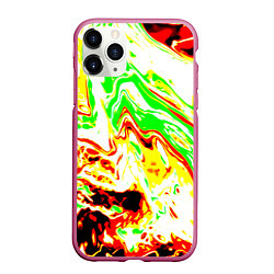 Чехол iPhone 11 Pro матовый Кислотные краски, цвет: 3D-малиновый