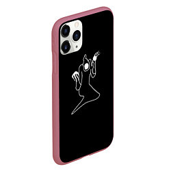 Чехол iPhone 11 Pro матовый Kizaru white logo, цвет: 3D-малиновый — фото 2