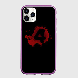 Чехол iPhone 11 Pro матовый Left 4 Dead logo красный, цвет: 3D-фиолетовый