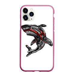 Чехол iPhone 11 Pro матовый Moto shark, цвет: 3D-малиновый