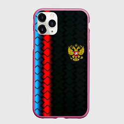 Чехол iPhone 11 Pro матовый Россия спорт герб, цвет: 3D-малиновый