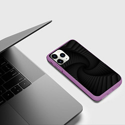 Чехол iPhone 11 Pro матовый Геометрическая темная иллюзия, цвет: 3D-фиолетовый — фото 2