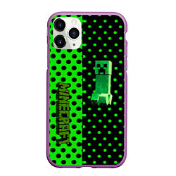 Чехол iPhone 11 Pro матовый Minecraft creeper pattern, цвет: 3D-фиолетовый