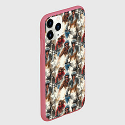 Чехол iPhone 11 Pro матовый Акварель -мотогонщики, цвет: 3D-малиновый — фото 2