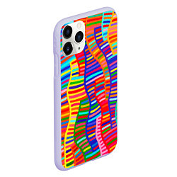 Чехол iPhone 11 Pro матовый Абстрактная полноцветная живопись, цвет: 3D-светло-сиреневый — фото 2