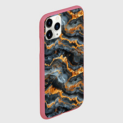 Чехол iPhone 11 Pro матовый Мраморное золото, цвет: 3D-малиновый — фото 2