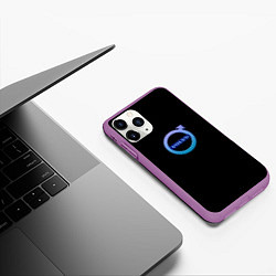 Чехол iPhone 11 Pro матовый Volvo neon logo, цвет: 3D-фиолетовый — фото 2