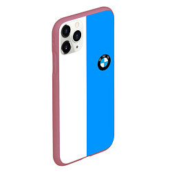 Чехол iPhone 11 Pro матовый BMW sport blue white, цвет: 3D-малиновый — фото 2