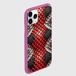 Чехол iPhone 11 Pro матовый Змеиная объемная текстурная красная шкура, цвет: 3D-фиолетовый — фото 2