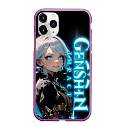 Чехол iPhone 11 Pro матовый Фурина из фонтейна - Genshin Impact, цвет: 3D-фиолетовый